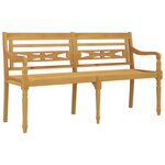 vidaXL Banc Batavia avec coussin taupe 150 cm Bois de teck massif