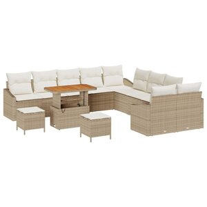 vidaXL Ensemble de canapé de jardin 13 Pièces Beige Poly rotin