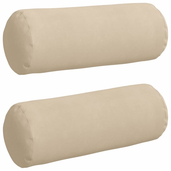 vidaXL Coussins d'accent 2 Pièces Crème Ø 25 x 70 cm Tissu en microfibre