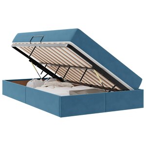 vidaXL Lit avec rangement et matelas Bleu foncé 120 x 200 cm Velours