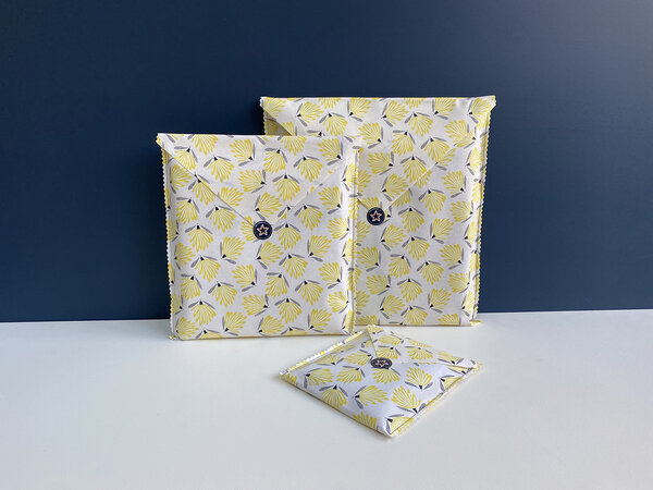 Trio pochettes cadeaux réutilisables Jaune Nice