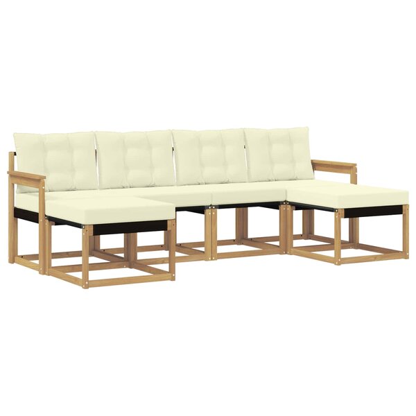vidaXL Ensemble de canapés d'extérieur 6 Pièces Blanc et crème
