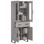 vidaXL Buffet haut Sonoma gris 69 5x34x180 cm Bois d'ingénierie