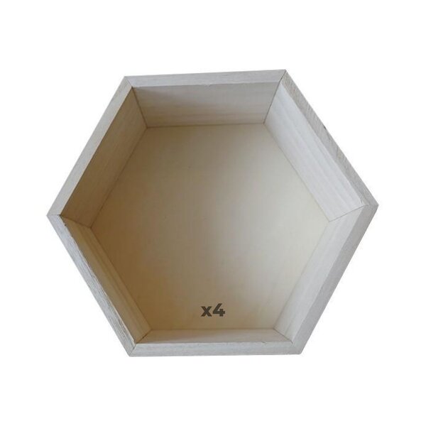 4 étagères hexagonales en bois 36 x 31 x 10 cm