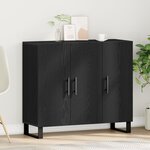 Buffet vidaXL avec 3 portes en chêne noir 90x34x80 cm en bois d'ingénierie