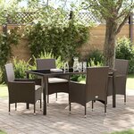vidaXL Ensemble de salle à manger pour jardin 5 Pièces Marron Poly rotin