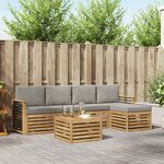 vidaXL Ensemble de canapés d'extérieur 6 pc Blanc et gris clair
