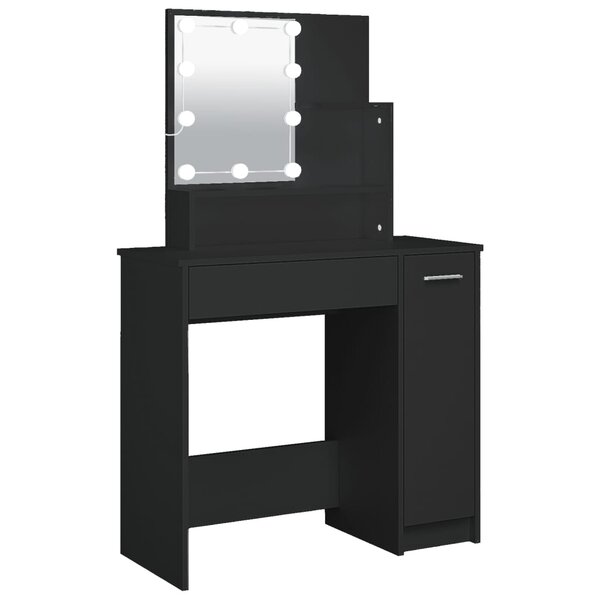 vidaXL Coiffeuse avec LED noir 86 5x35x136 cm