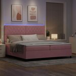 vidaXL Lit à ressort LED avec matelas Rose 200 x 200 cm tissu