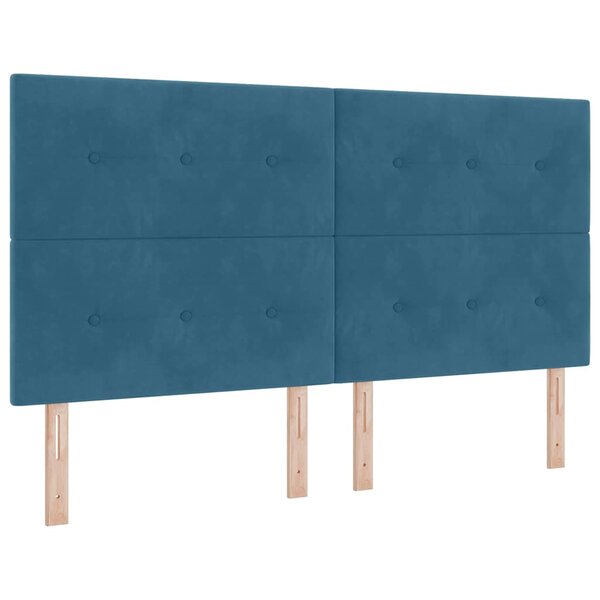 vidaXL Lit à ressort LED avec matelas Bleu foncé 180 x 200 cm tissu
