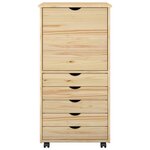 vidaXL Cabinet roulant Marron 53 x 39 x 103 cm Bois de Pin Massif