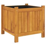 vidaXL Jardinière avec doublure 42x42x40 cm bois massif d'acacia