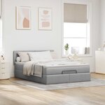 vidaXL Lit ottoman avec matelas gris clair 140x190 cm tissu