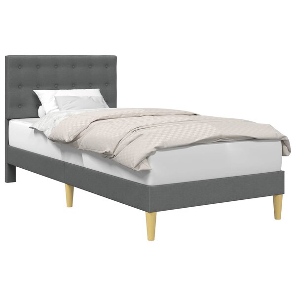 vidaXL Cadre de lit avec tête de lit Gris foncé 90 x 190 cm Tissu