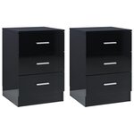 vidaXL Tables de chevet 2 Pièces Noir brillant 38 x 35 x 56 cm Aggloméré