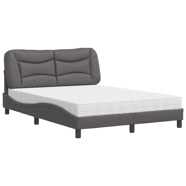 vidaXL Lit avec matelas gris 140x190 cm similicuir