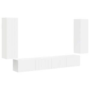 vidaXL Ensemble de meuble TV mural 4 Pièces Blanc Bois d'ingénierie