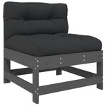 vidaXL Salon de jardin 6 Pièces avec coussins gris bois massif