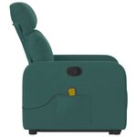 vidaXL Fauteuil inclinable de massage Vert foncé Tissu