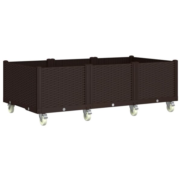 vidaXL Jardinière à roulettes marron 150x80x54 cm PP