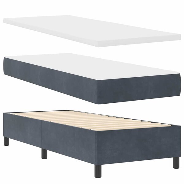 vidaXL Lit à ressorts avec matelas Gris foncé 80 x 200 cm Velours