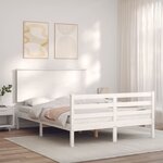vidaXL Cadre de lit avec tête de lit blanc petit double bois massif