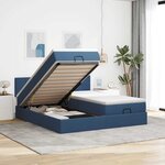 VidaXL Cadre de lit ottoman avec matelas bleu 160x200 cm tissu