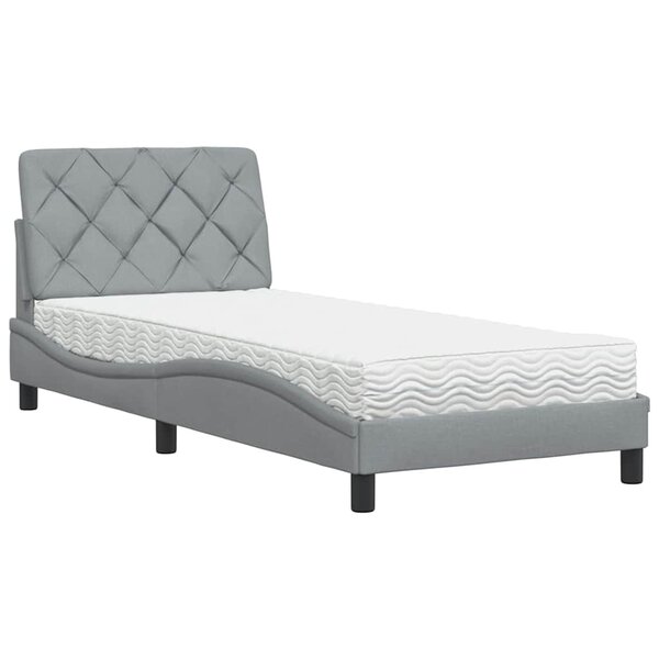 vidaXL Lit avec matelas gris clair 90x190 cm tissu