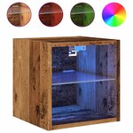 vidaXL Meuble TV mural avec lumières LED vieux bois 30x28 5x30 cm