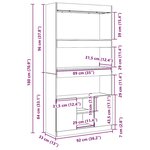 vidaXL Buffet haut chêne fumé 92x33x180 cm bois d'ingénierie