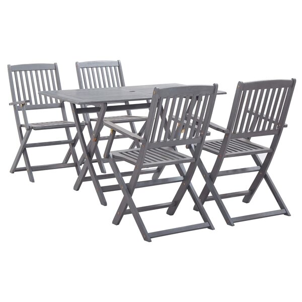 vidaXL Ensemble à manger de jardin 5 Pièces Bois d'acacia massif Gris