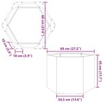 vidaXL Jardinière noir hexagone 69x60x45 cm acier