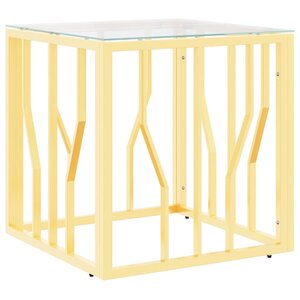 vidaXL Table basse doré 50x50x50 cm acier inoxydable et verre