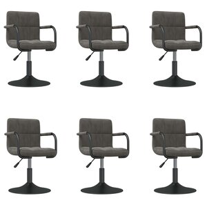 vidaXL Chaises pivotantes à manger lot de 6 gris foncé velours