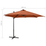 vidaXL Parasol déporté avec mât et lumières LED Terre cuite 300 cm