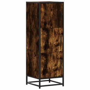 vidaXL Buffet haut chêne fumé 35 5x35x106 5 cm bois d'ingénierie métal