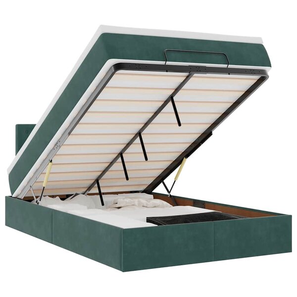 vidaXL Cadre de lit ottoman avec matelas vert foncé 120x200 cm velours