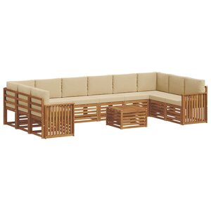 vidaXL Ensemble de canapés d'extérieur 11 Pièces Naturel et Beige