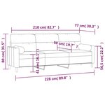 vidaXL Canapé 3 places et oreillers et coussins Gris foncé 210cm Tissu