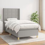 vidaXL Sommier à lattes de lit avec matelas Gris clair 100x200cm Tissu