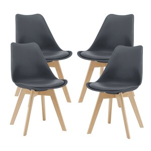 Lot de 4 chaises de salle à manger similicuir hêtre gris 03_0006763