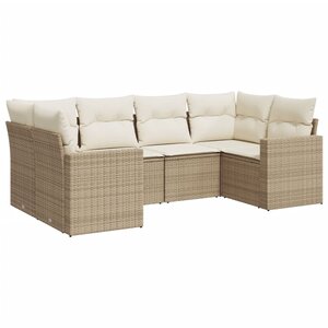 vidaXL Salon de jardin avec coussins 6 Pièces beige résine tressée