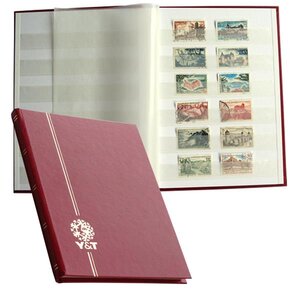 PERFECTA : Classeur fixe pour timbres (Petit modèle-Pages Blanches-16p. Grenat)