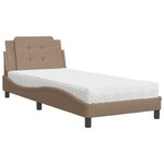 vidaXL Lit avec matelas cappuccino 90x190 cm similicuir