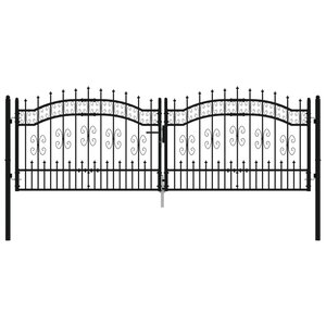 vidaXL Portail et sommet de lance Noir 305x151 cm Acier enduit poudre