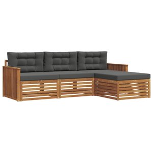vidaXL Ensemble de canapés d'extérieur 4 pc Naturel et Anthracite