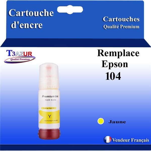 T3AZUR - Bouteille compatible avec Epson EcoTank ET-2714  ET-2715  ET-2720  ET-2721  ET-2726 - Jaune