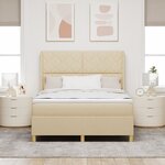 Lit Box Spring avec Matelas et LED Crème 140x200 cm Tissu