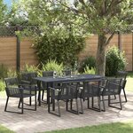 vidaXL Ensemble de salle à manger pour jardin 9 Pièces Noir