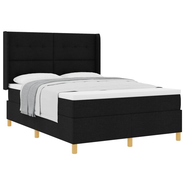 vidaXL Lit à ressorts avec matelas Noir 160 x 200 cm tissu